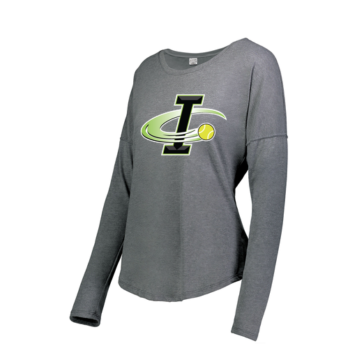[FTLCUBGY-FAXS-LOGO2] Decker Women's Tri-Blend T-Shirt - Long Sleeve (Female Adult XS, Gray, Logo 2)